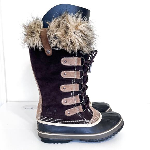 Sorel Shoes - Sorel Joan Of Artic Waterproof Womens Boots Size 7 Brown Faux Fur Suede Winter